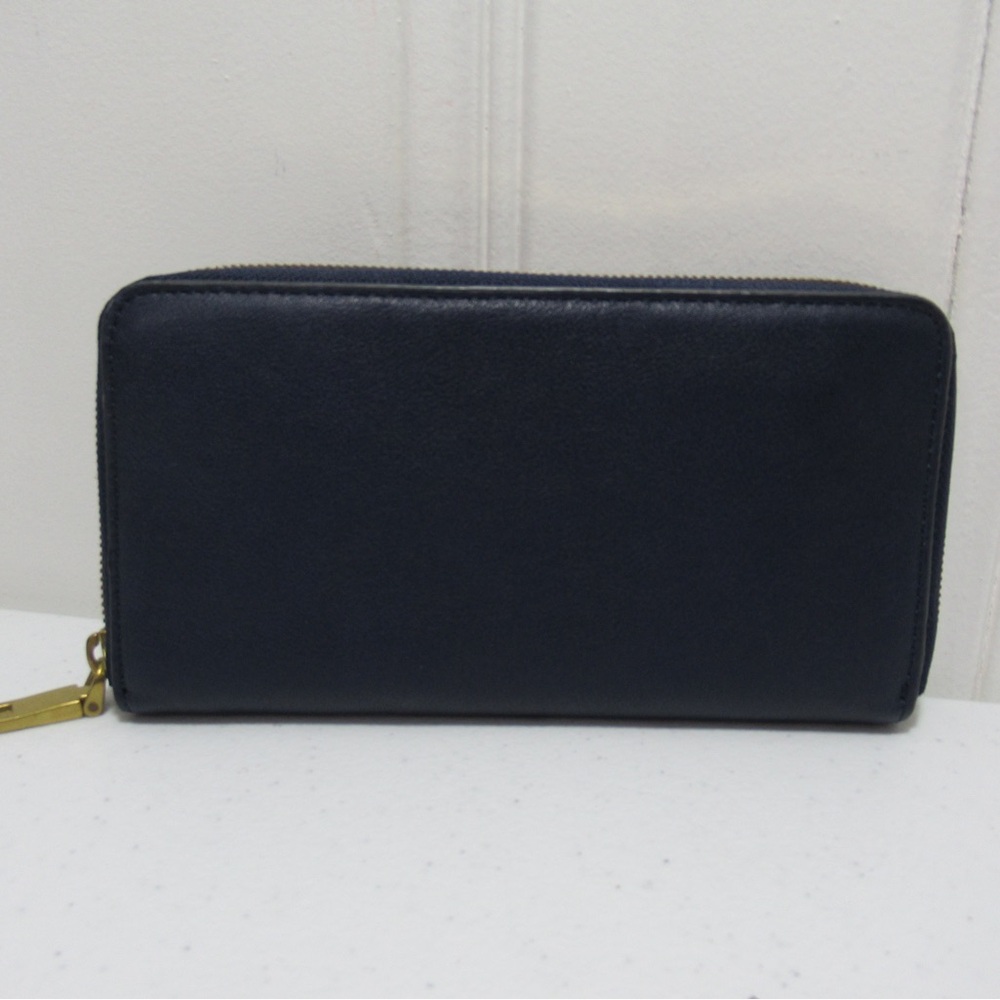 J. Crew Blue Leather Zip-Around Wallet NWT